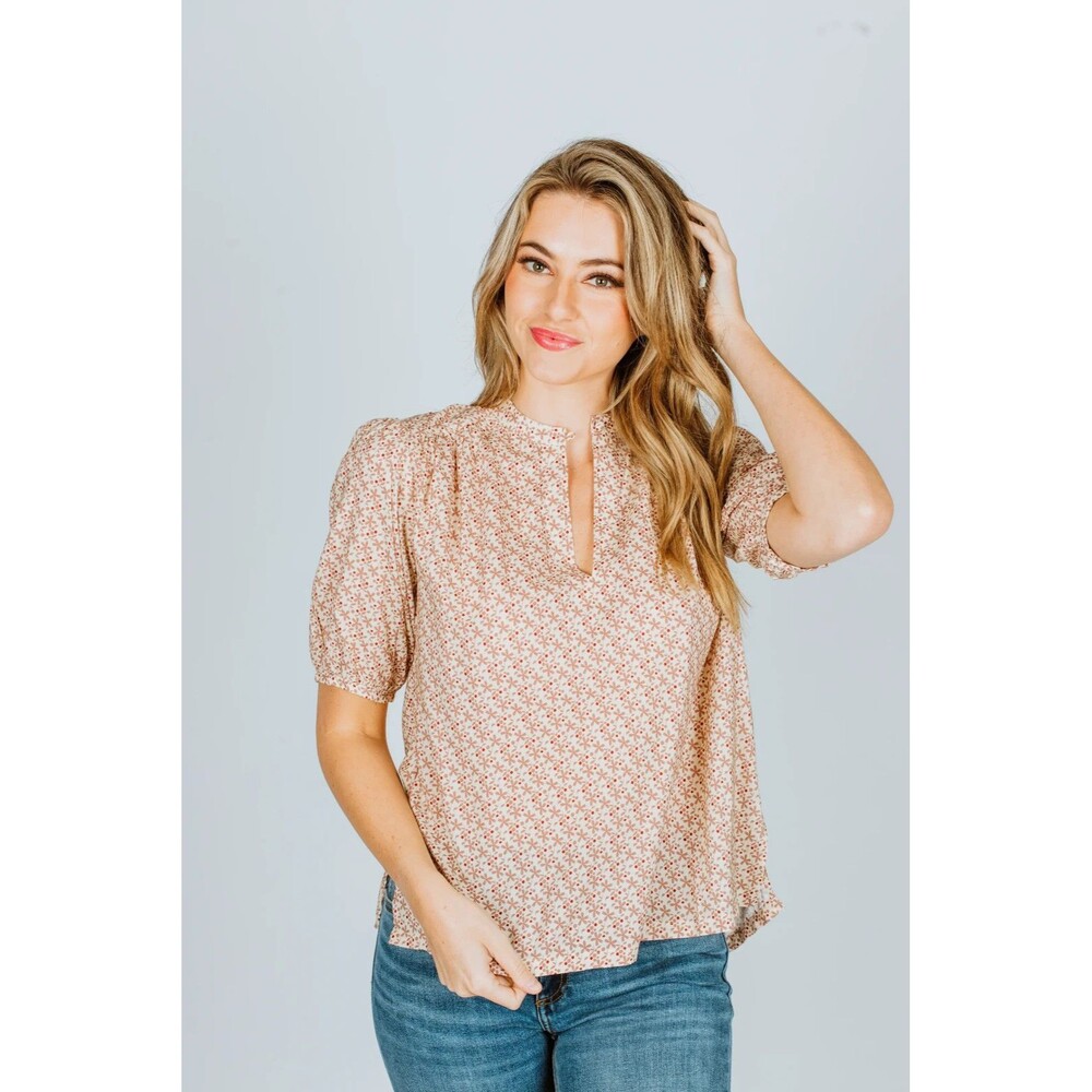Women's Trovata Birds Of Paradise Aline Short Sleeve Top in Bayberry Size XS